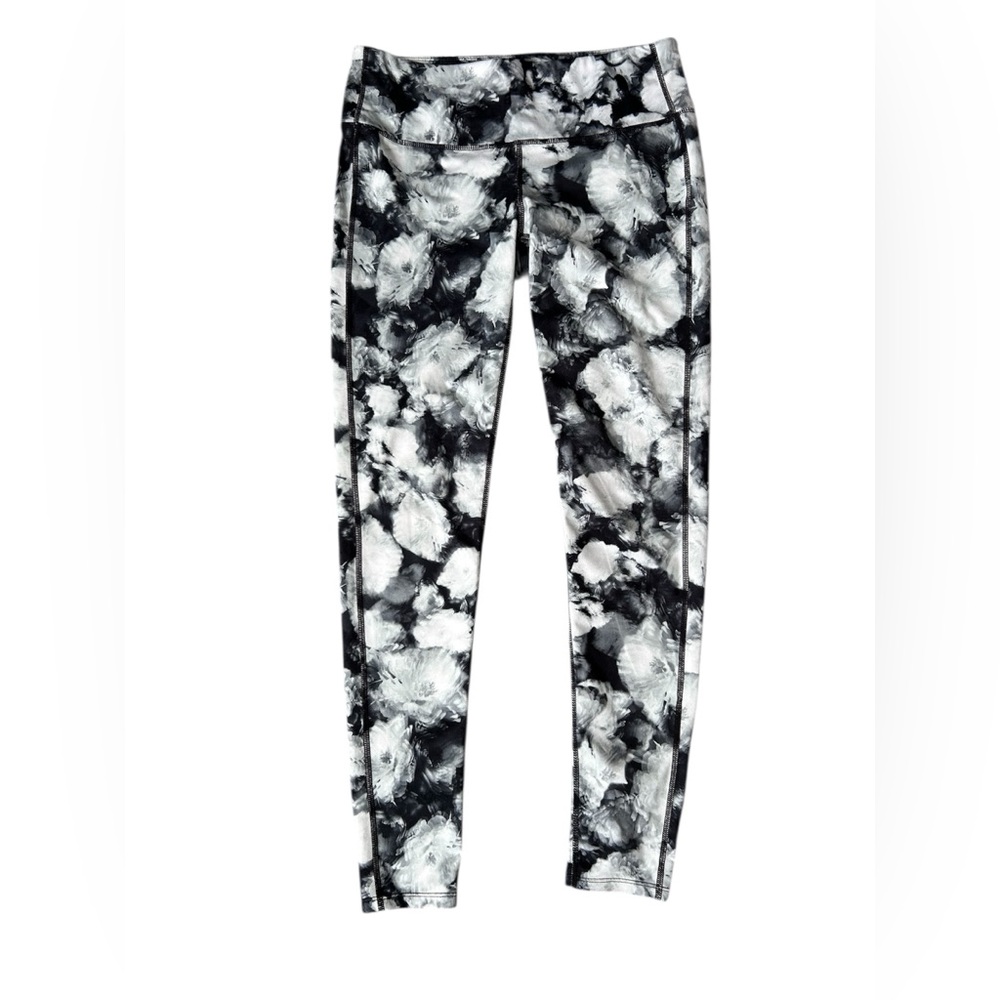 Athleta Like New Floral Black and Gray Super Soft Leggings Size Medium - Picture 2 of 8